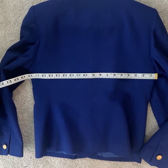 Vintage royal blue with golden metal button tweed crew neck jacket size L - Picture 10 of 11